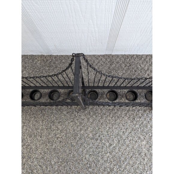 Suspension Bridge 10 Tealight Holder Table Decor Metal Black 32" 3 Towers - Picture 7 of 11